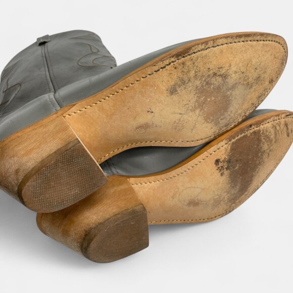 Acme Vintage Gray Leather Western Cowboy Work Boots Men's 12 - Picture 9 of 13